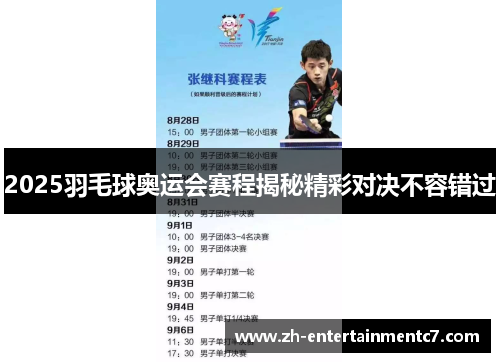 2025羽毛球奥运会赛程揭秘精彩对决不容错过